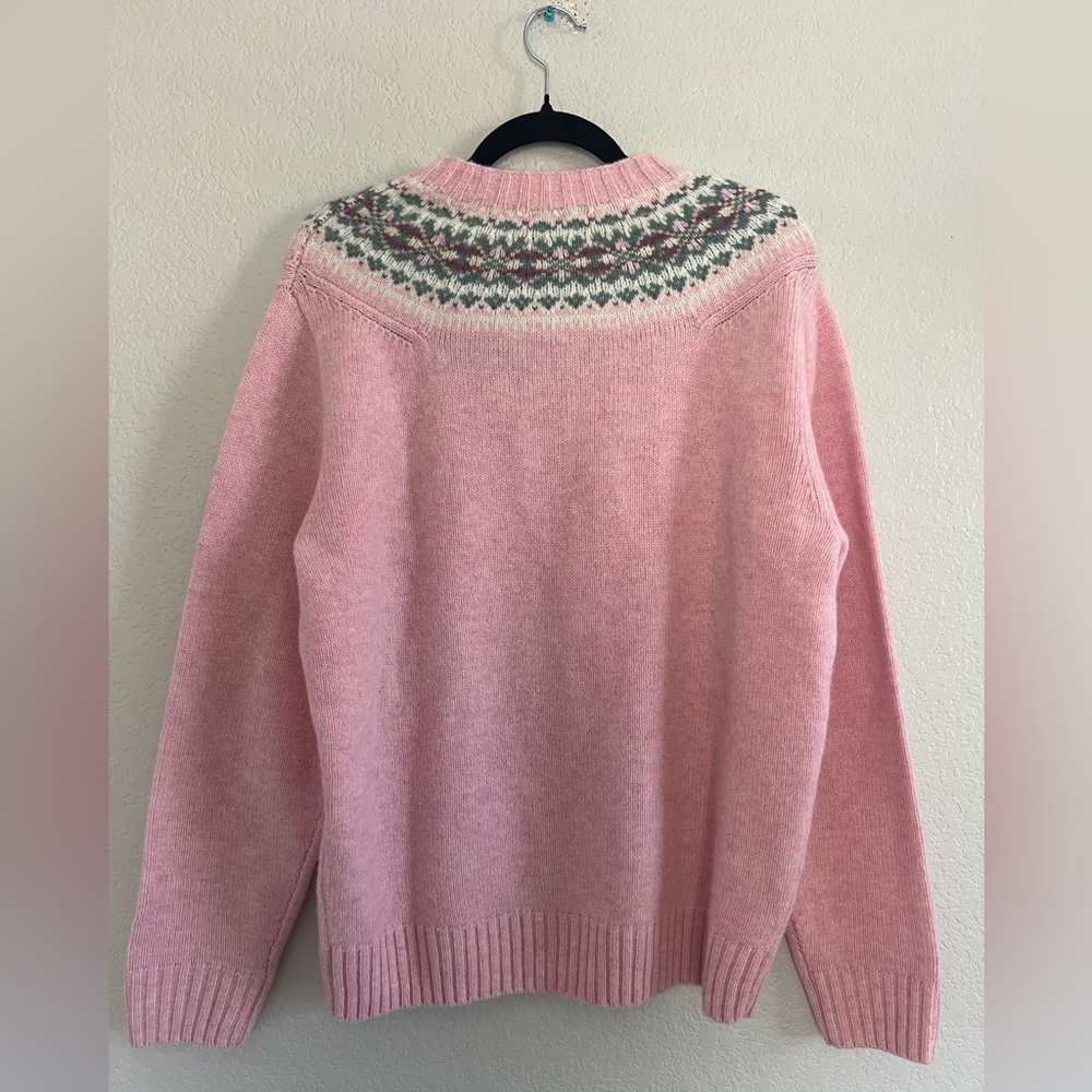 J.Crew Fair Isle–Yoked in Wool In Peony Fair Isle 100% Wool Sweater. Size M - Picture 8 of 10